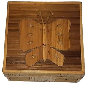 Vintage Bamboo Trinket And Jewelry Box Bohemian Decor